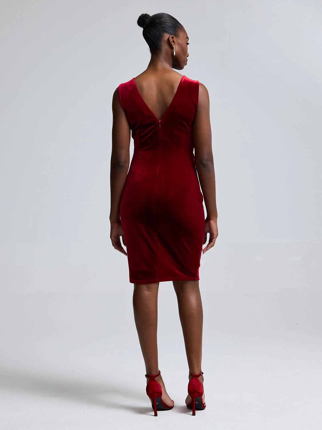 Sleeveless V-Neck Velour Dress - Image 3