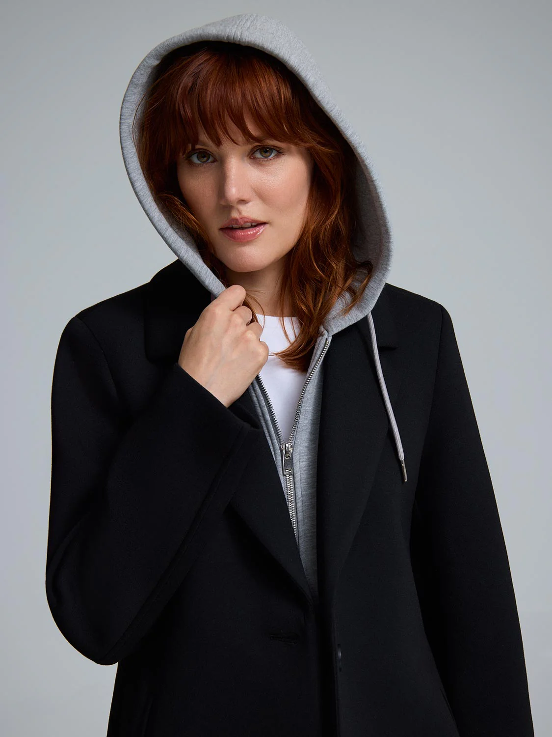Mid-Length Coat With Removable Hood - Image 3