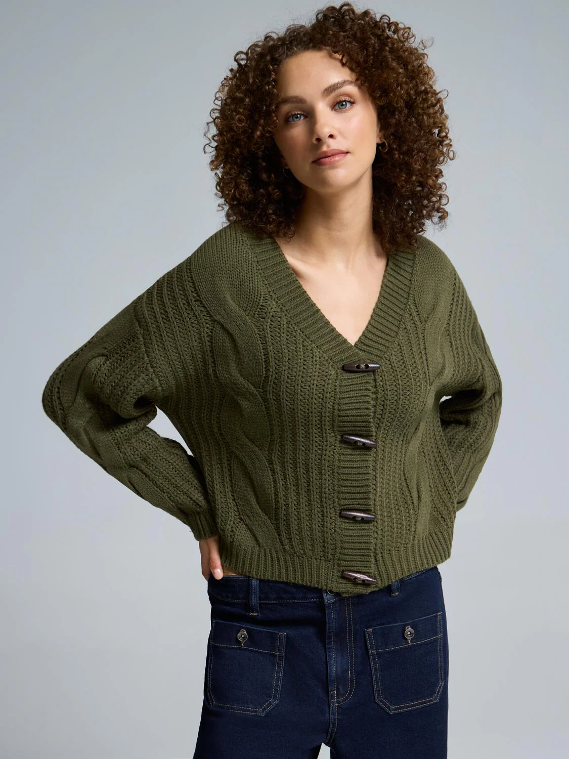 Cable Knit Toggle Cardigan - Image 2