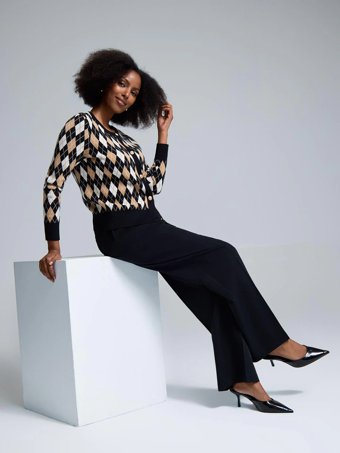 Jacquard Button-Front Cardigan - Image 3