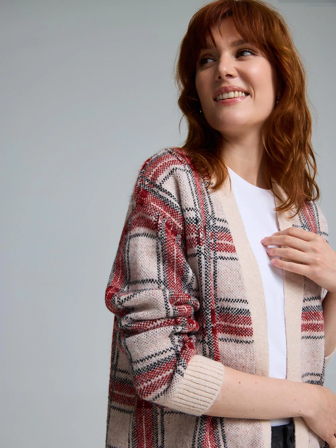 Grid Plaid Coatigan - Image 4