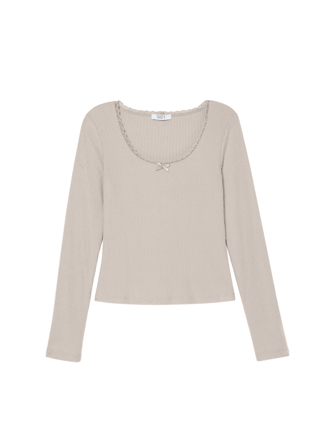 Mini Rib Lace Trim Pajama Top - Image 14