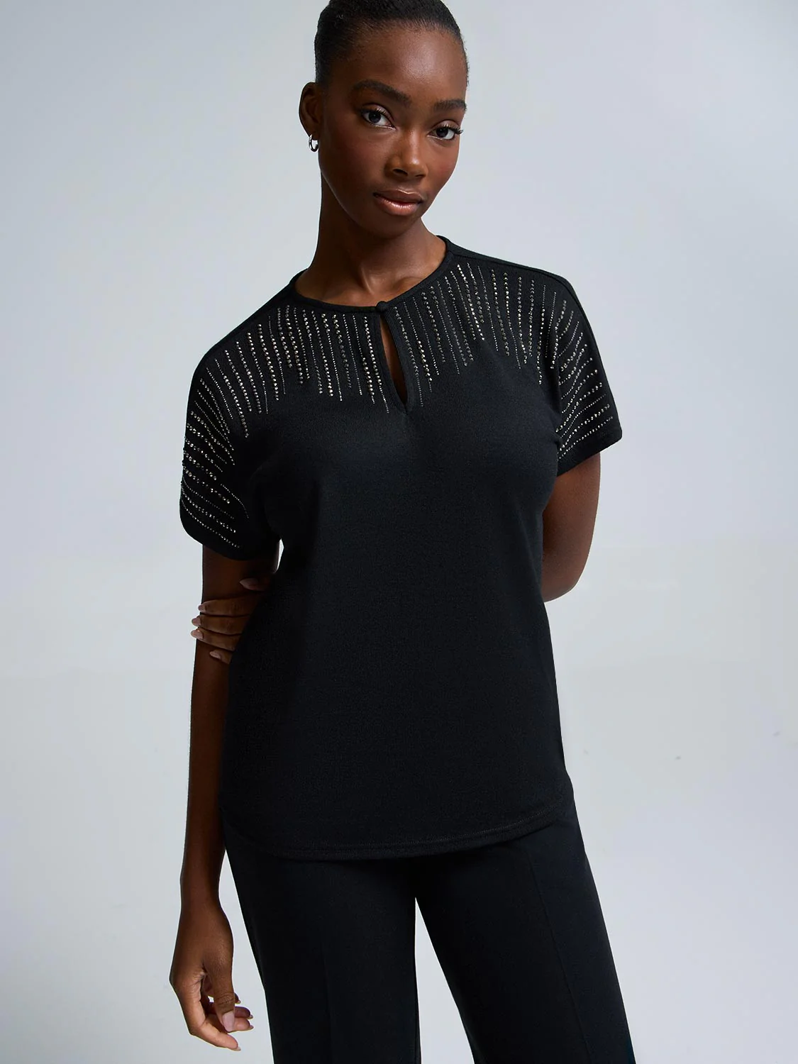 Rhinestone Dolman Sleeve T-Shirt