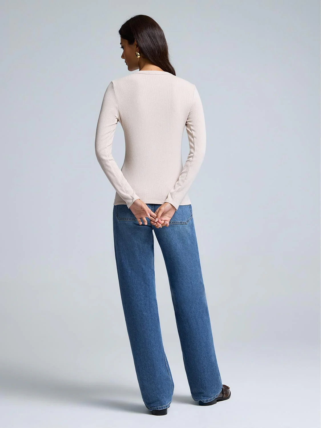 Button-Detail Ribbed Cotton-Blend Top - Image 3