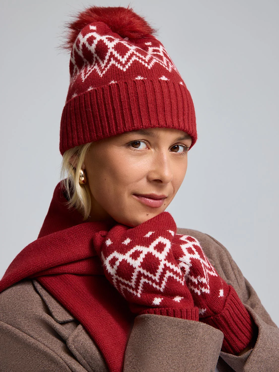 Jacquard Knit Mittens - Image 2