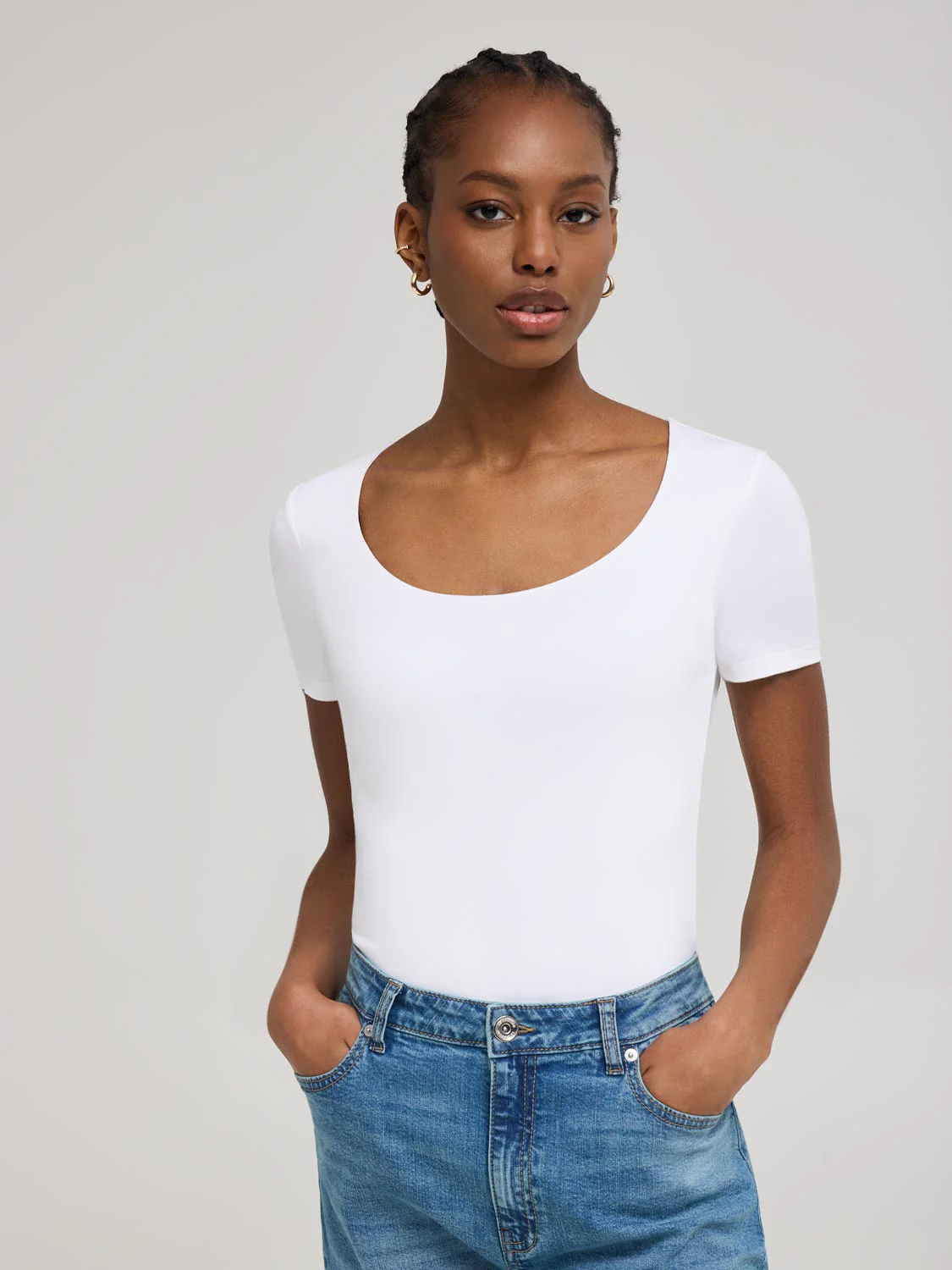 Double Layer Scoop Neck T-Shirt - Image 8