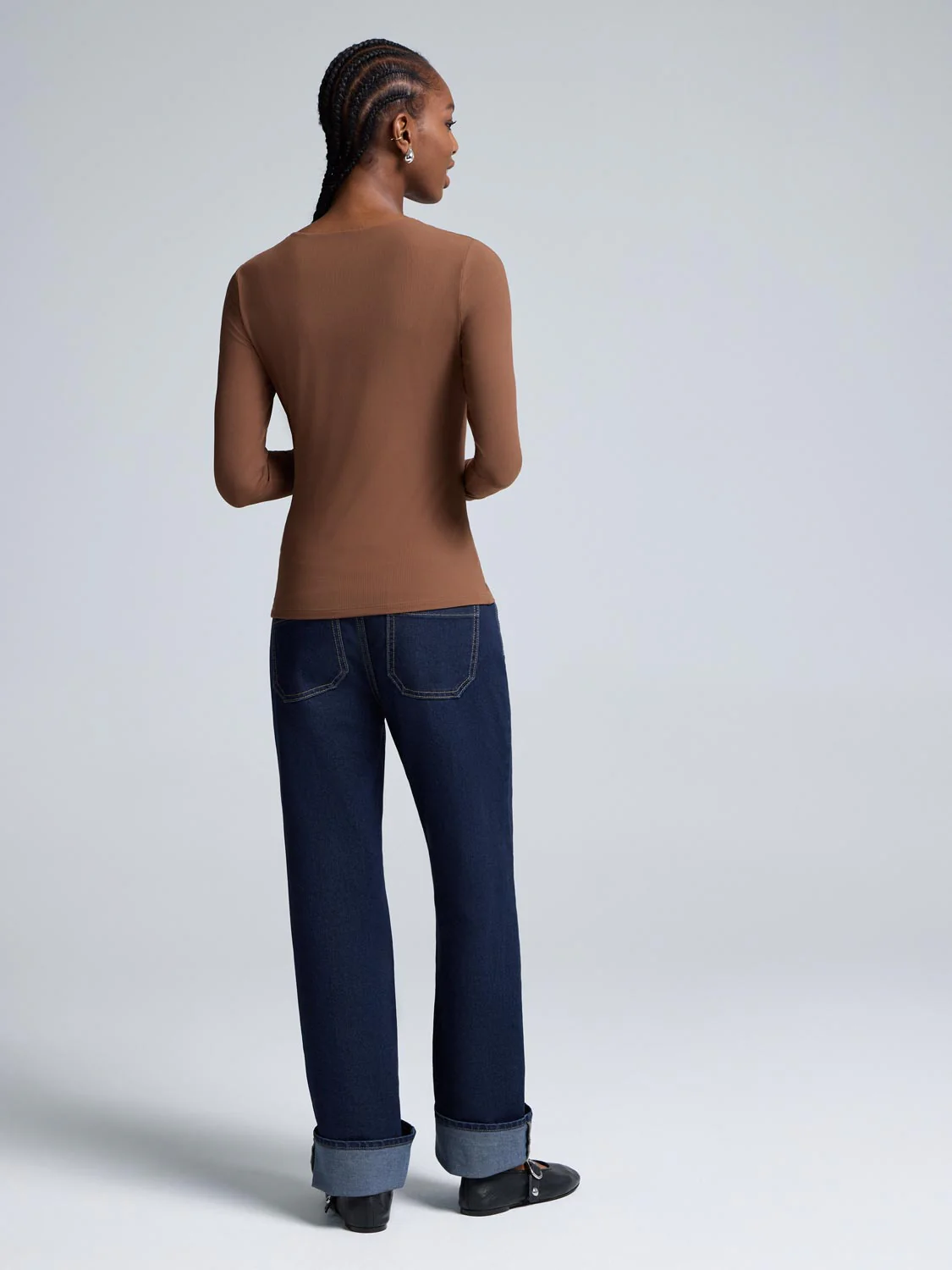 Double Layer Crew Neck Ribbed Top - Image 3