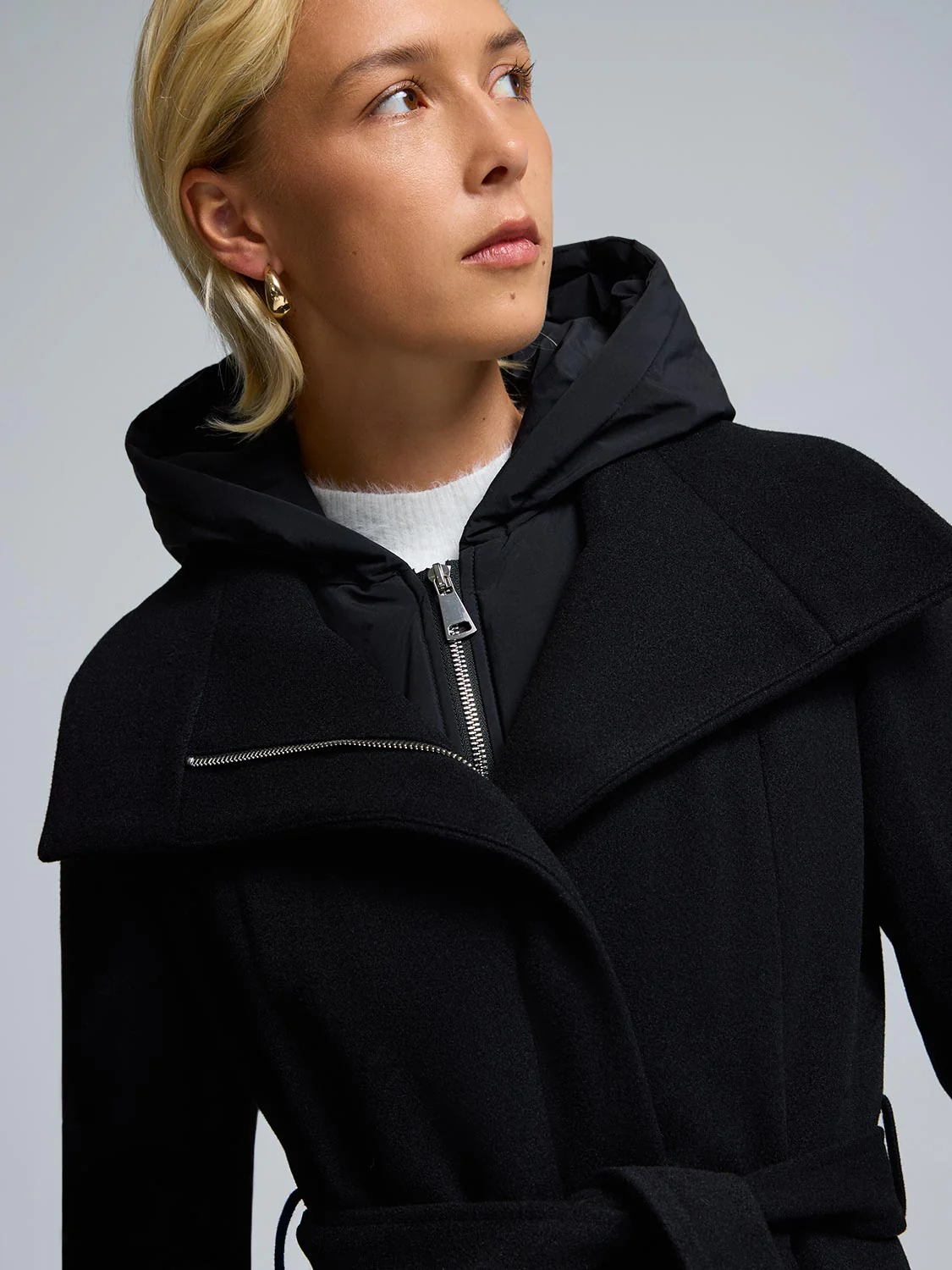 Hooded Faux Wool Coat - Image 2