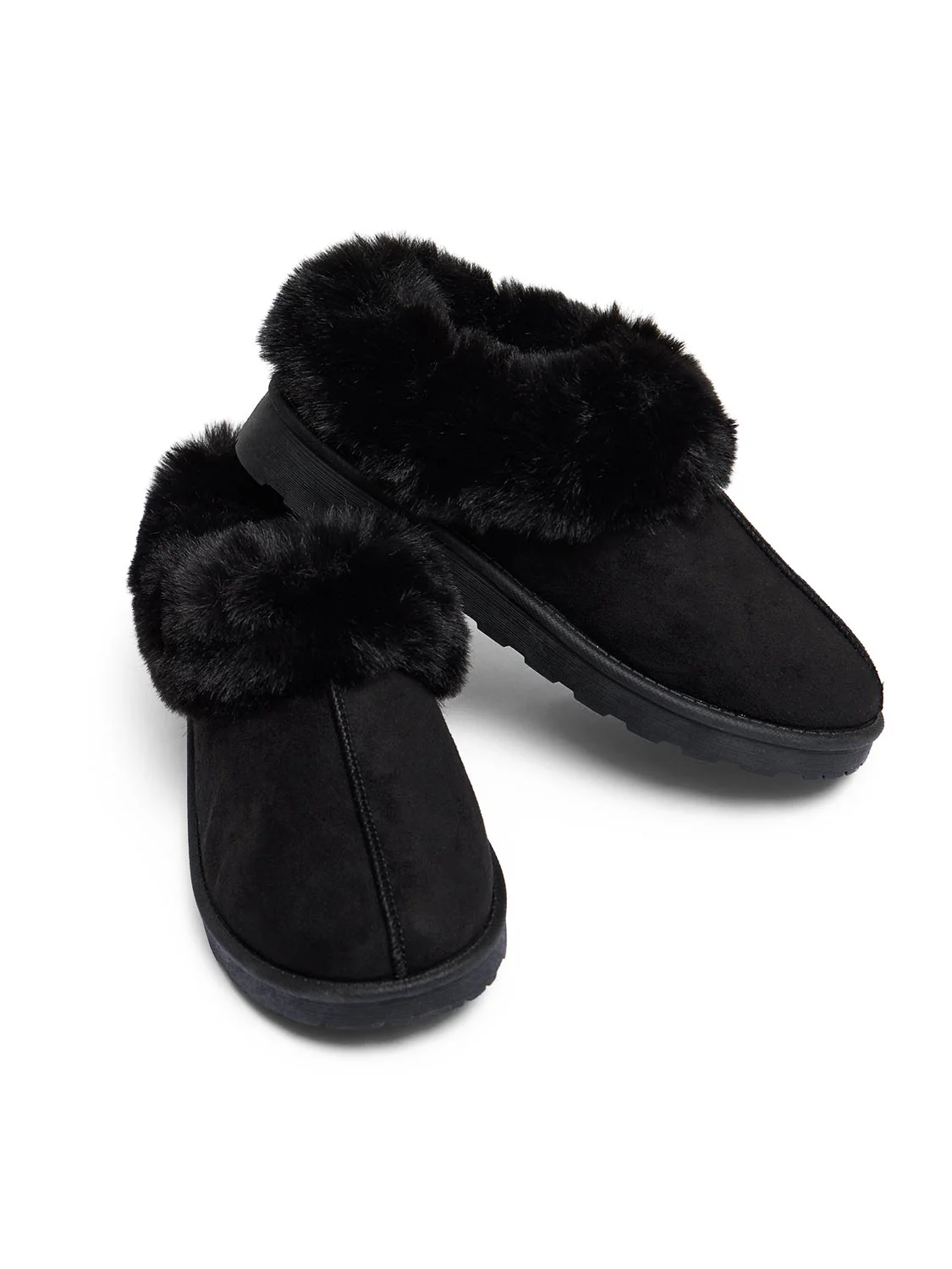 Faux Fur Lined Suede Slippers