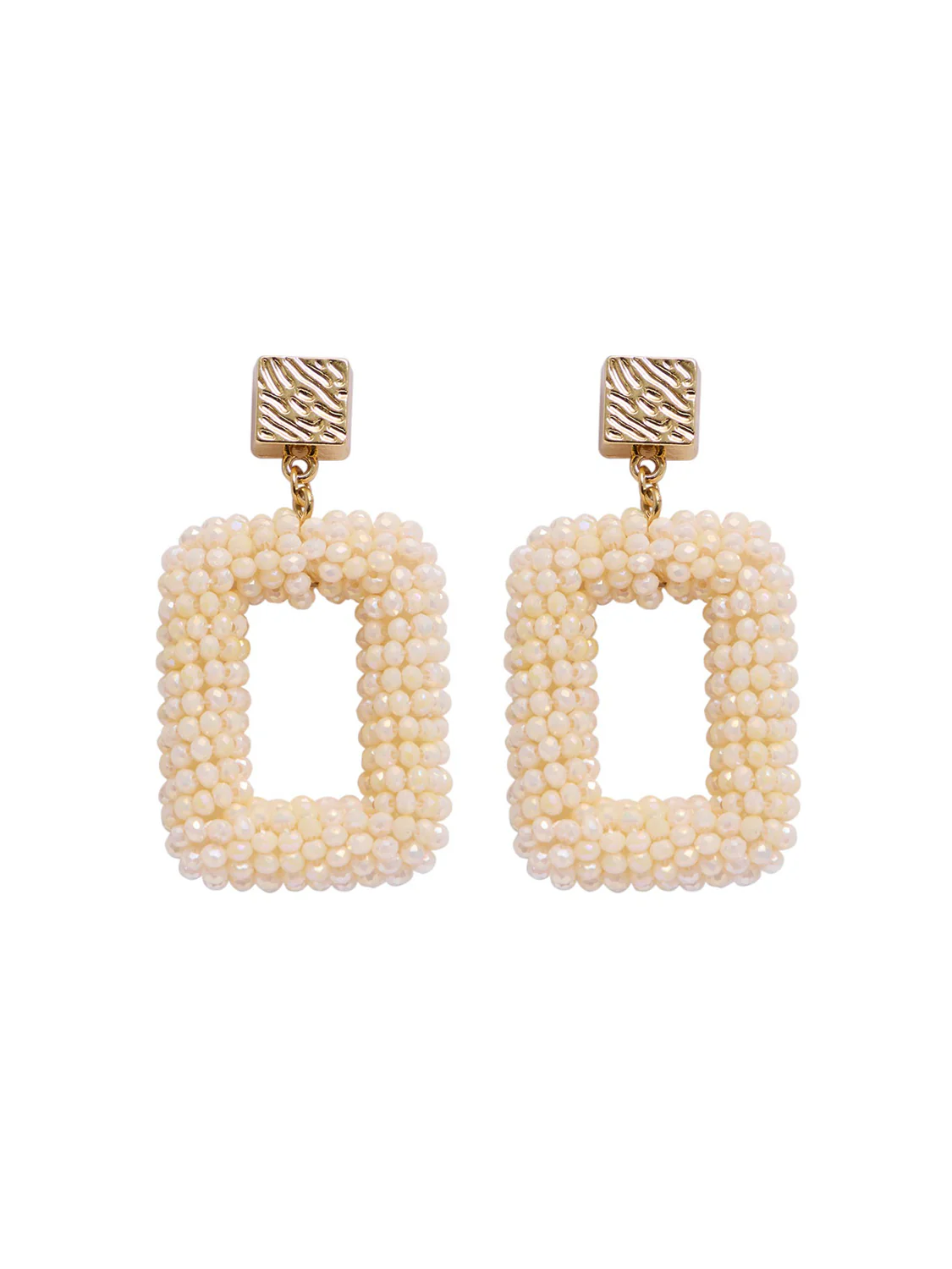 Beaded Rectangle Statement Earrings