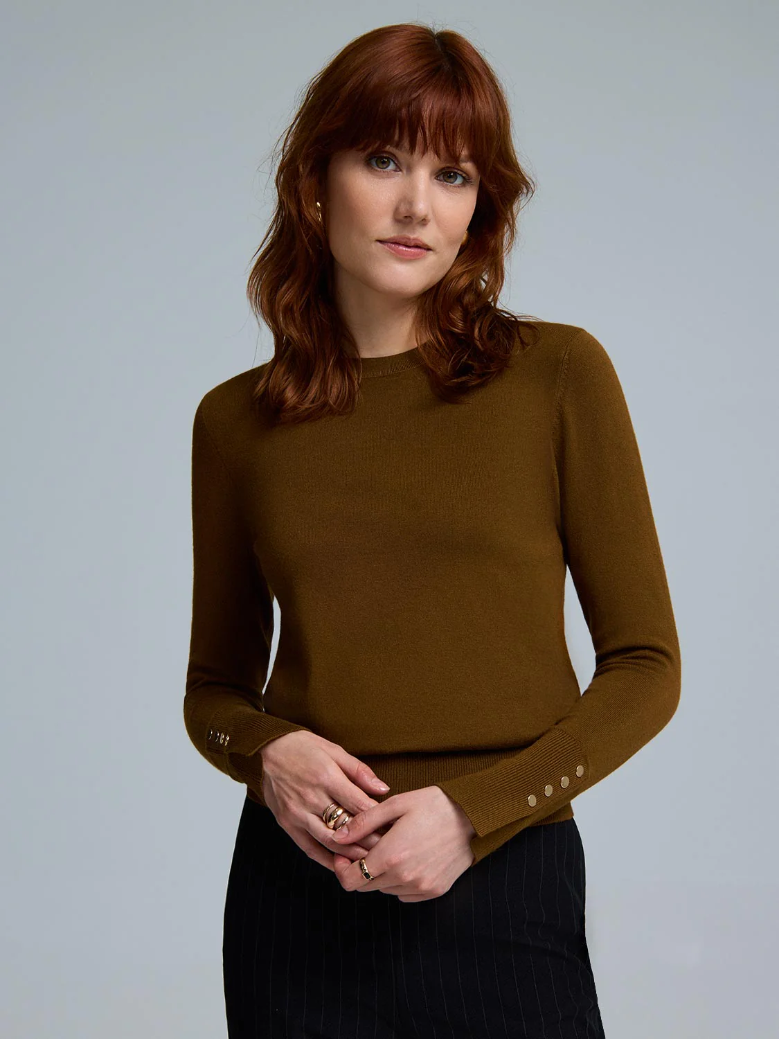 Button Detail Crew Neck Sweater - Image 10