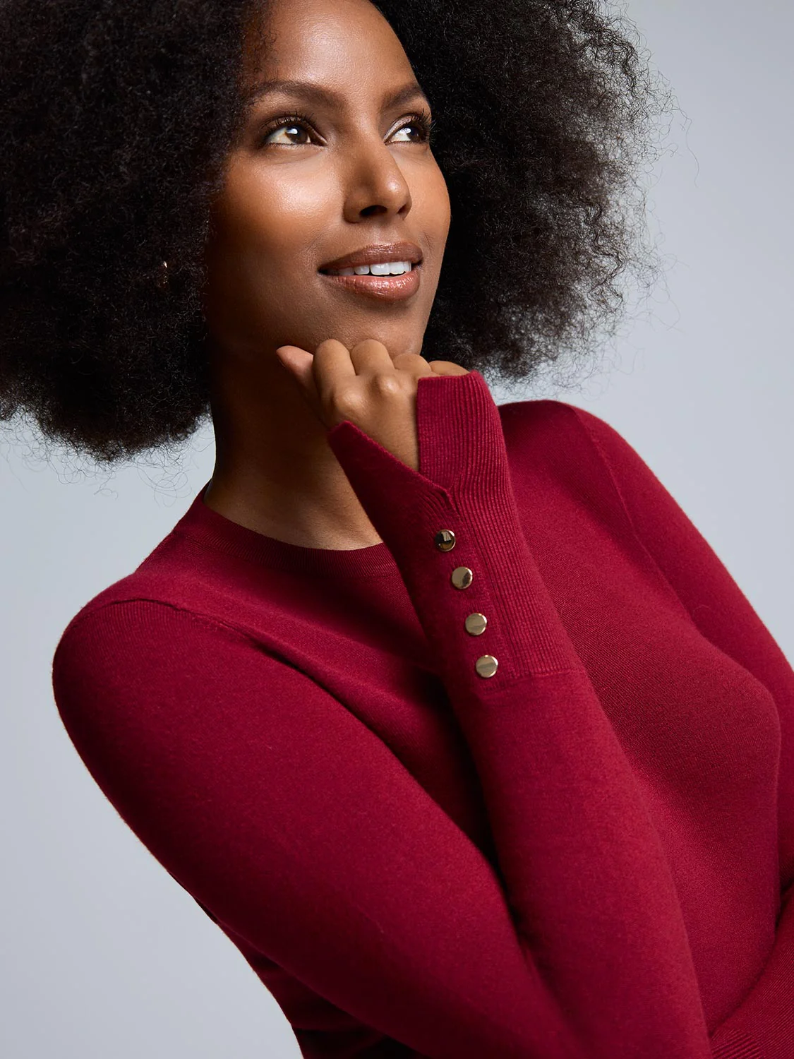 Button Detail Crew Neck Sweater - Image 14
