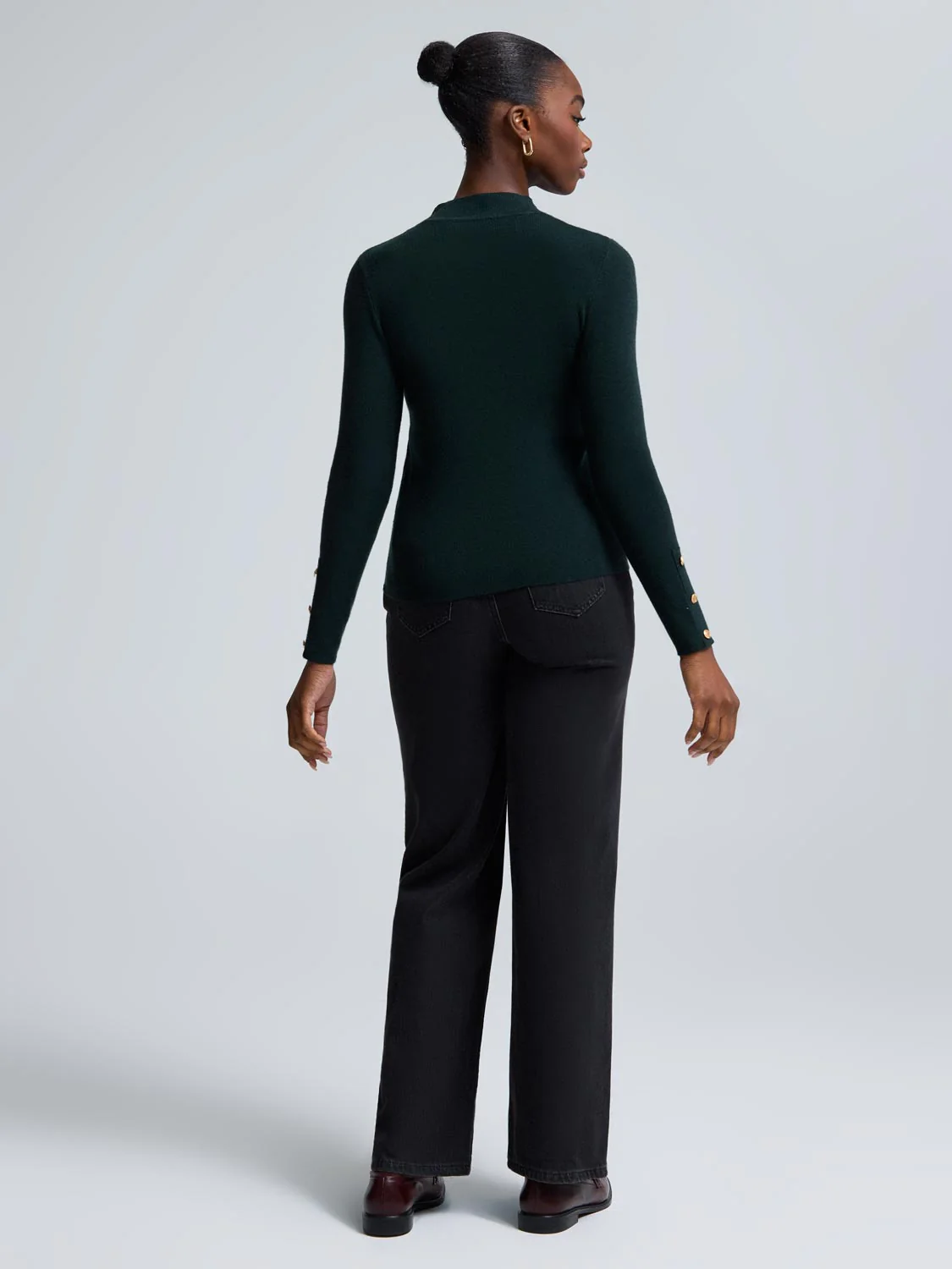 Button Detail Mock Neck Sweater - Image 7