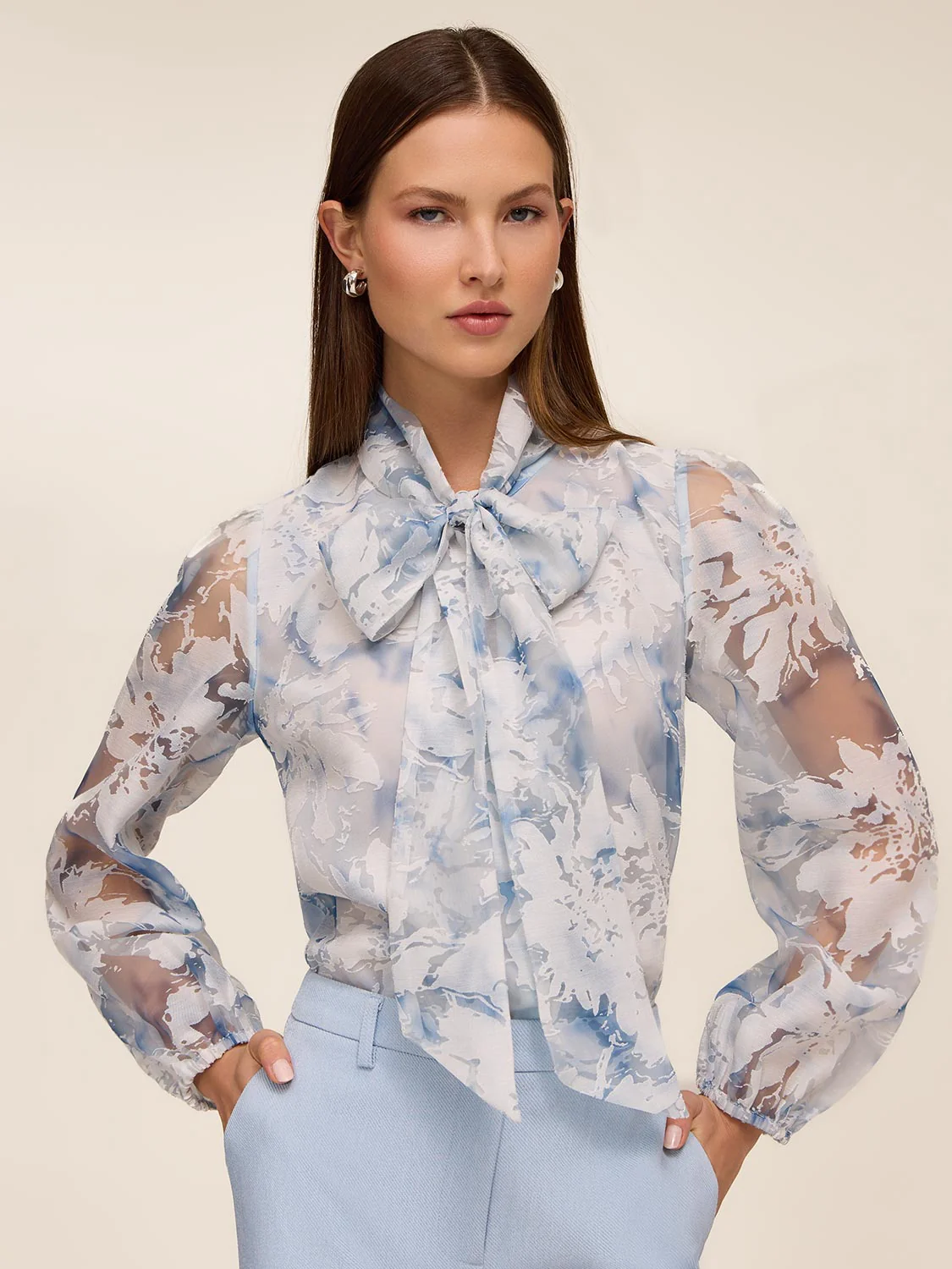 Organza Blouse With Neck Tie - Image 2