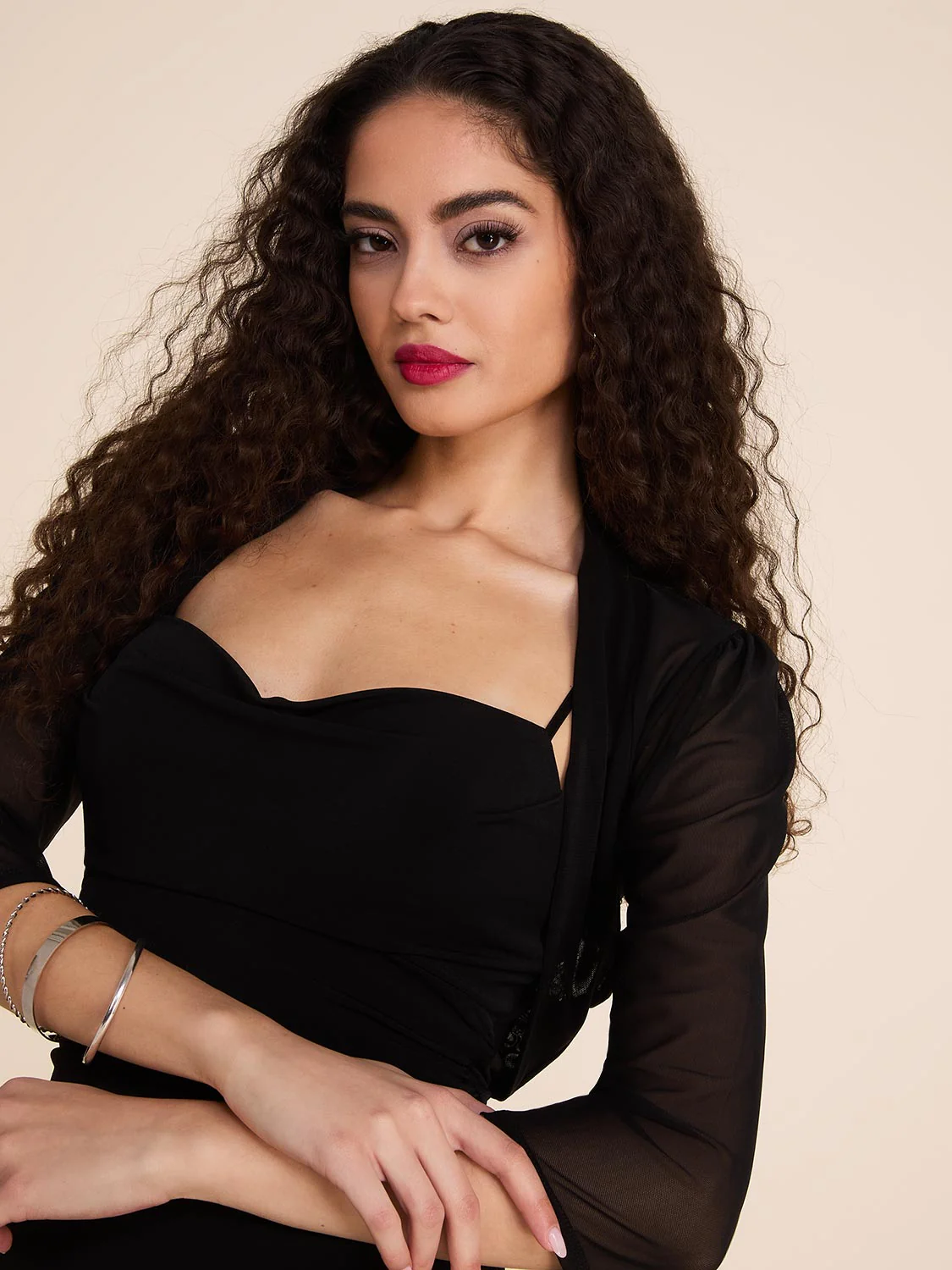 3/4 Sleeve Lace Back Mesh Cover-Up - Image 3
