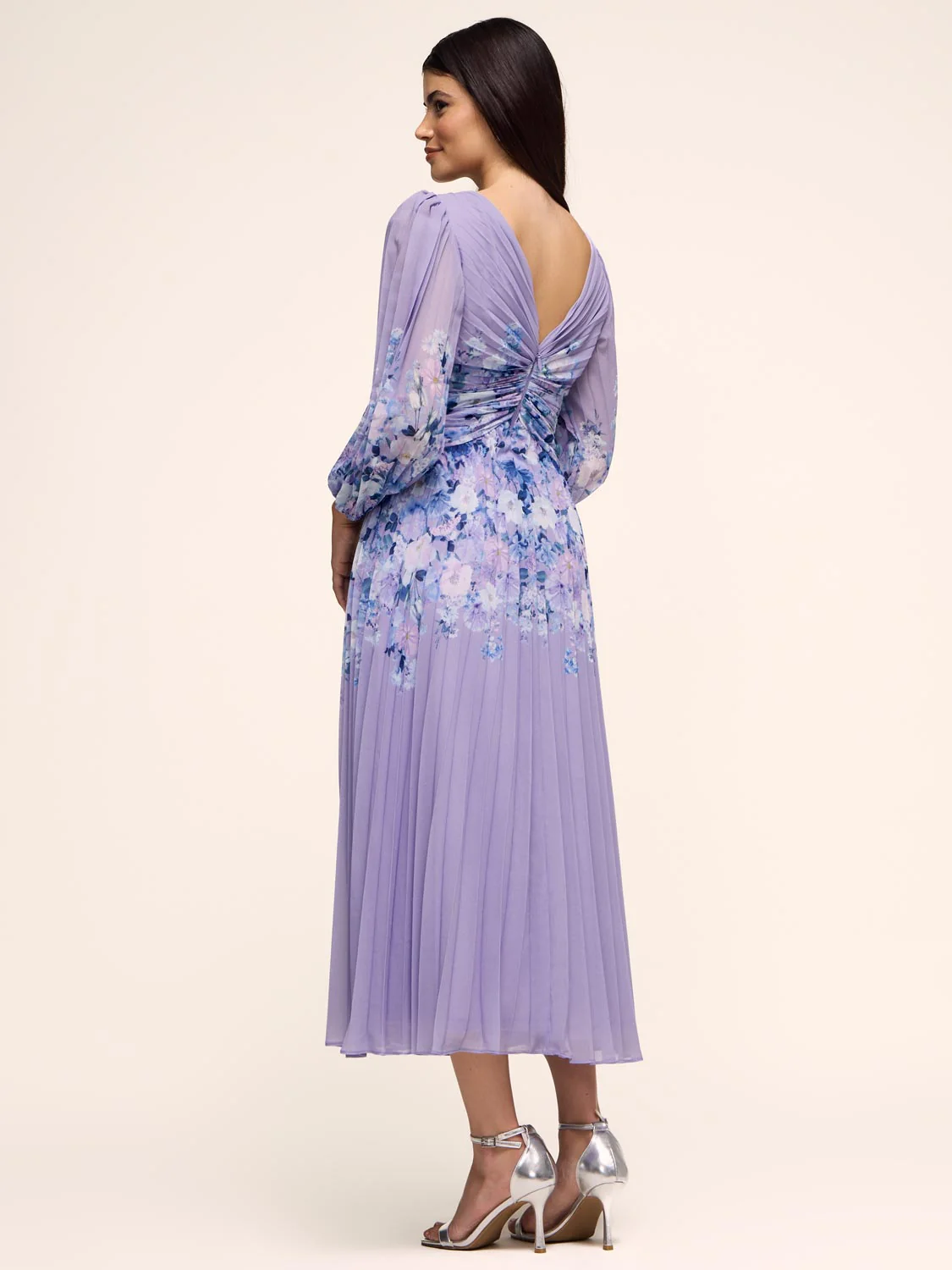 Pleated Floral Midi Dress - Image 3