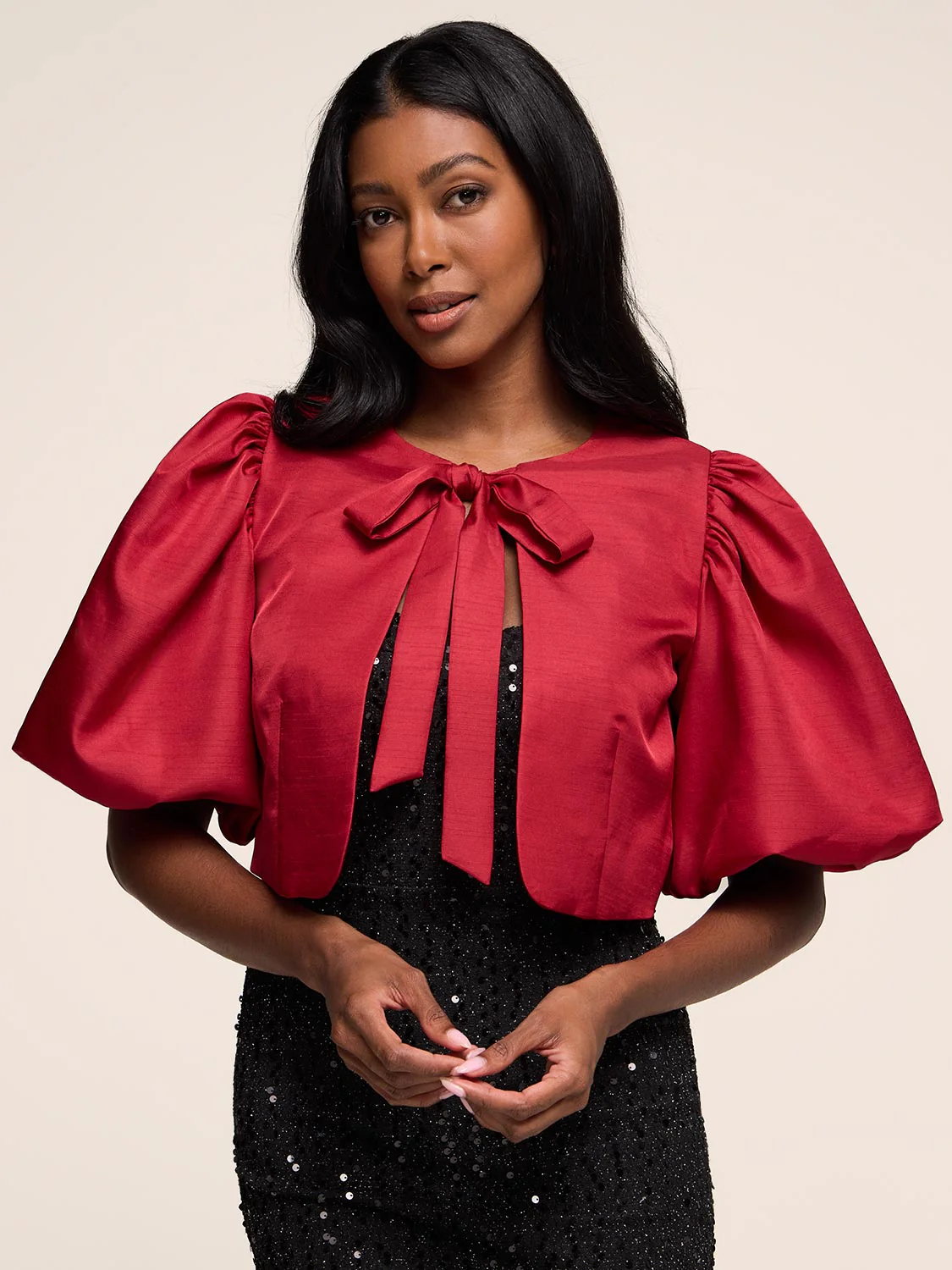 Puff Sleeve Satin Bolero - Image 2