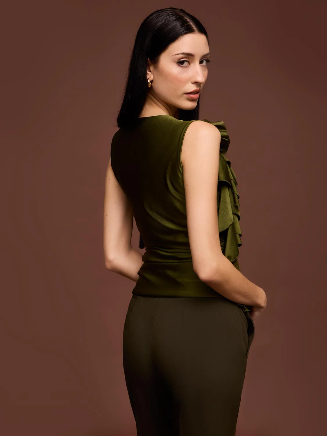 Sleeveless Rosette Ruffle Top - Image 2