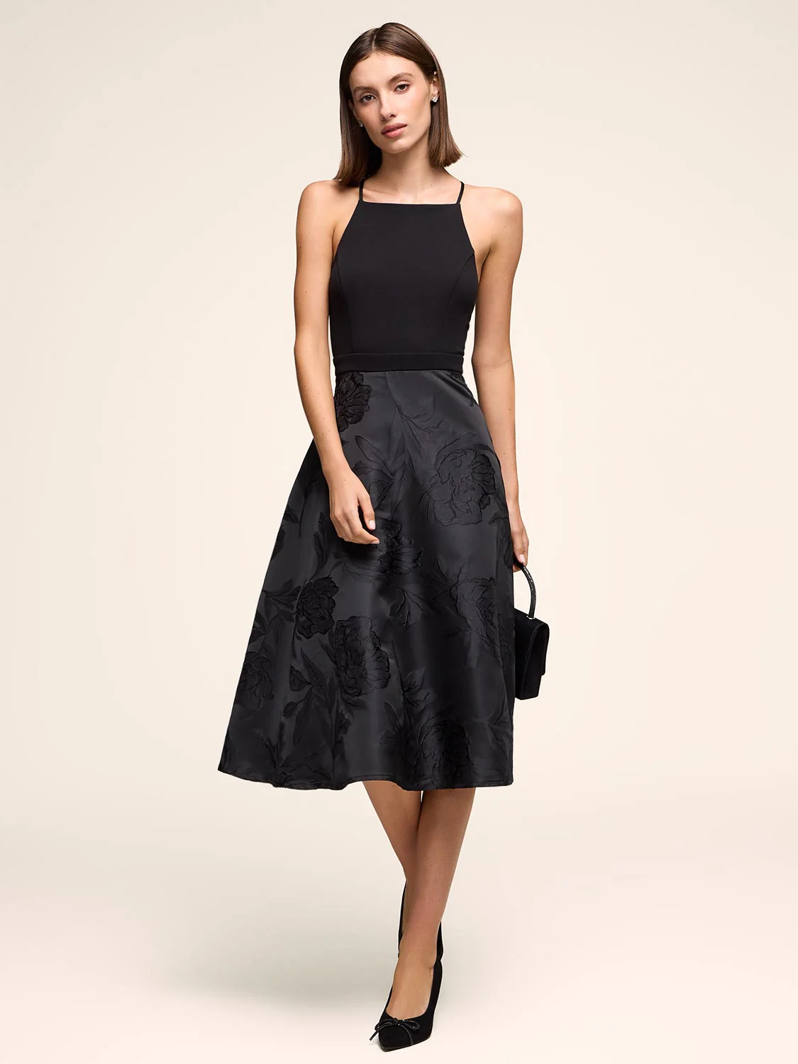Fit & Flare Jacquard Floral Dress - Image 5