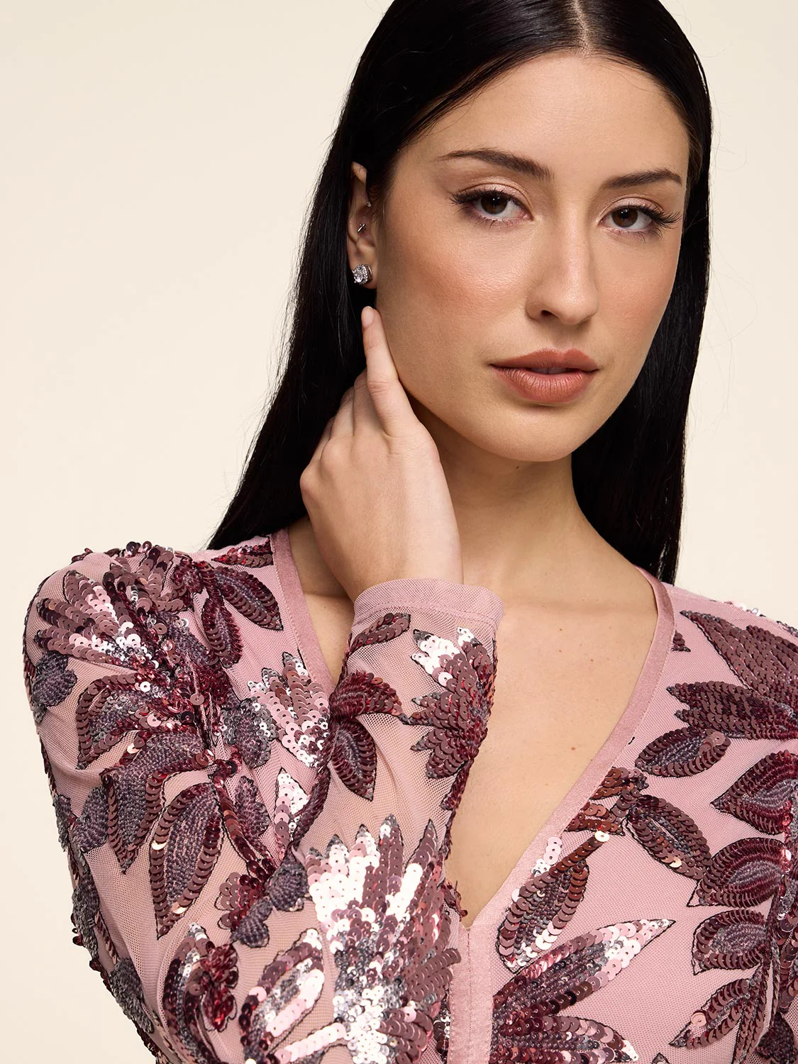 Floral Sequin Gown - Image 4