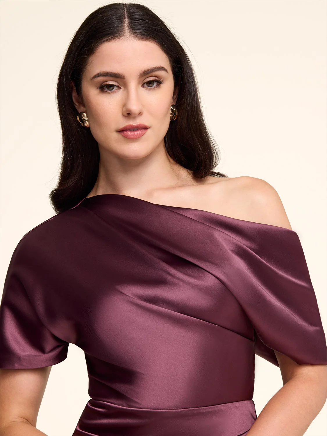 Satin Gown With Asymmetric Neckline - Image 5