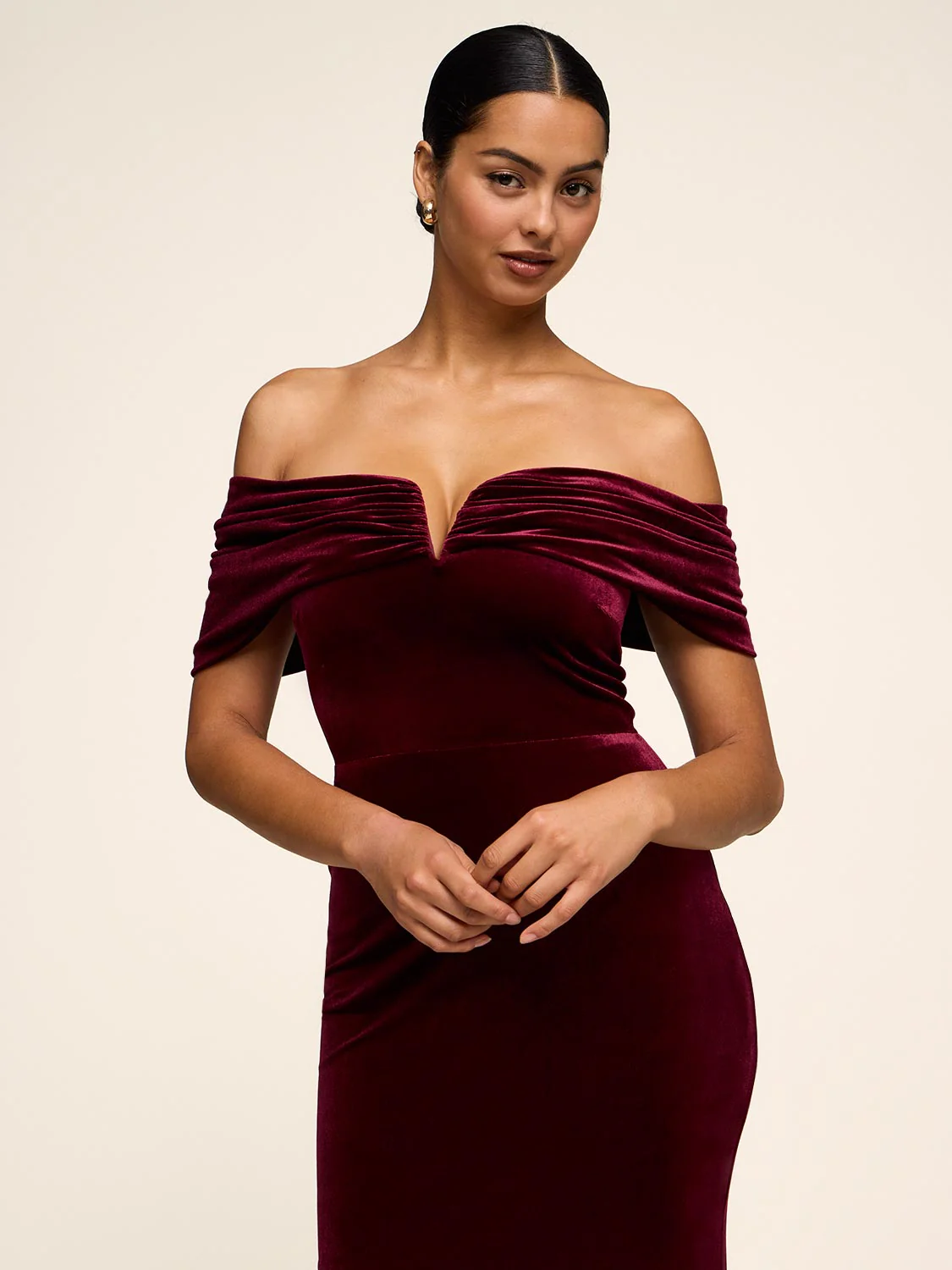 Off-The-Shoulder Velvet Gown - Image 2